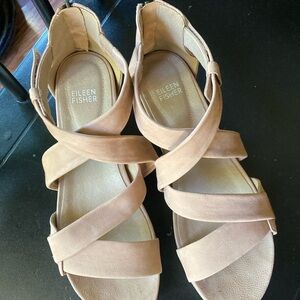 Eileen Fisher Platform Suede Sandals 8